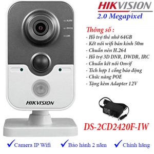 Camera IP WIFI trong nhà Hikvision 2.0 MP DS-2CD2420F-IW chính hãng