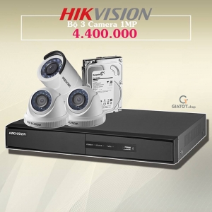 Trọn bộ camera Hikvision 03 mắt camera HK421-1.0MP giá cực rẻ hàng chính hãng!