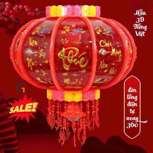 Đèn lồng điện 3D xoay 360 kết hợp đèn led trang trí ngày tết với kích thước khác nhau