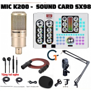 Trọn bộ Micro thu âm PC K200 và sound card mixer SX98 cùng phụ kiện